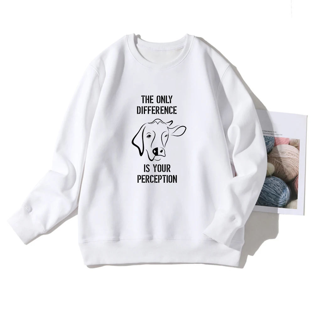 

Autumn Women Streetwear Hoodies Vegetarianism Cattle Print Aesthetic Sweatshirt Casual Loose Hoodie Pullover женская олсовка